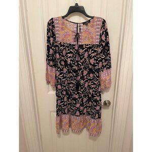 Bohemian Floral Suzanne Betro Women Dress XL Rayon Multicolor 3/4 balloon sleeve
